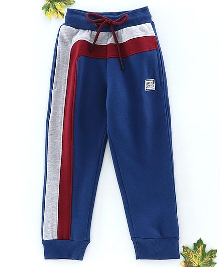 Stupid Cupid Full Length Colour Block Pattern Track Pants - Blue