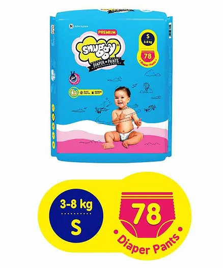 Snuggy Premium Baby Diaper Pants Small - 78 Pieces