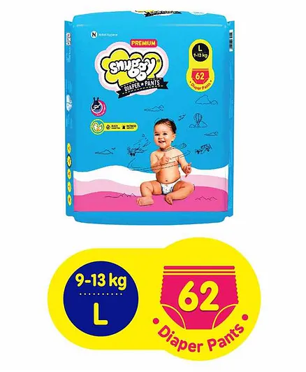 Snuggy Premium Baby Diaper Pants Large - 62 Pieces