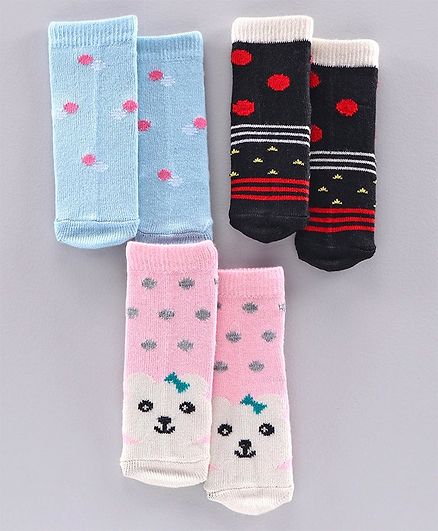 Model Ankle Length Socks Pack Of 3 - Blue Pink Grey