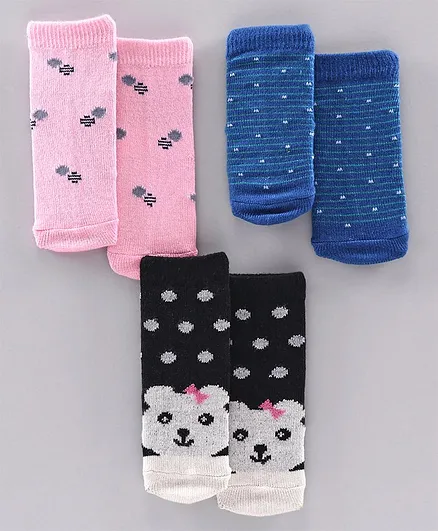 Model Ankle Length Socks Pack Of 3 - Blue Pink