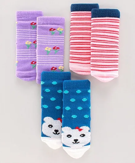 Model Ankle Length Wollen Winter Socks Set of 3 - Multicolor