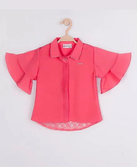 Peppermint Solid Half Sleeves Top - Peach