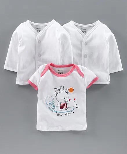 Ohms Cotton Full Sleeves Vests Pack of 3 - White Pink