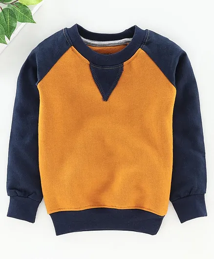 Rikidoos Full Sleeves Color Block Sweatshirt - Mustard