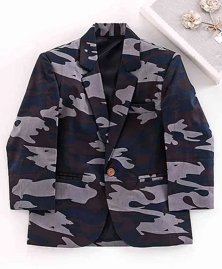 Rikidoos Full Sleeves Camouflage Printed Shirt - Grey