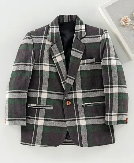 Rikidoos Checked Full Sleeves Blazer - Green
