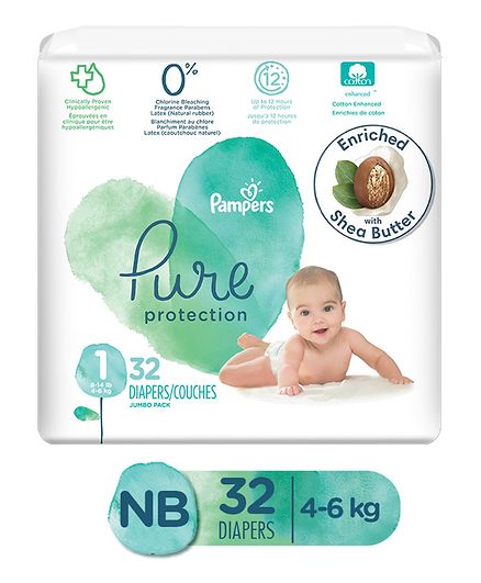 Pampers Pure Protection New Born Baby Diaper - 32 Pieces