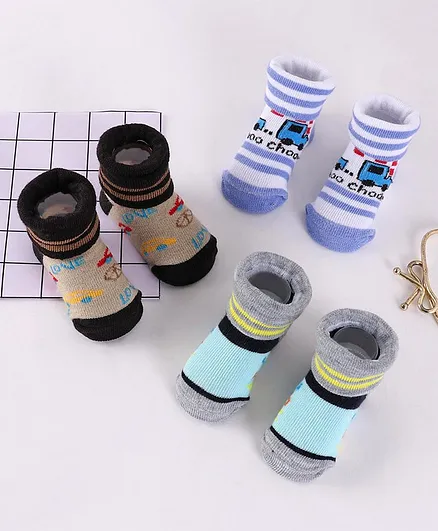 Cute Walk by Babyhug Socks Shoes Pack of 3 - Multicolor
