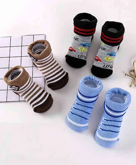 Cute Walk by Babyhug Socks Shoes Pack of 3 - Multicolor