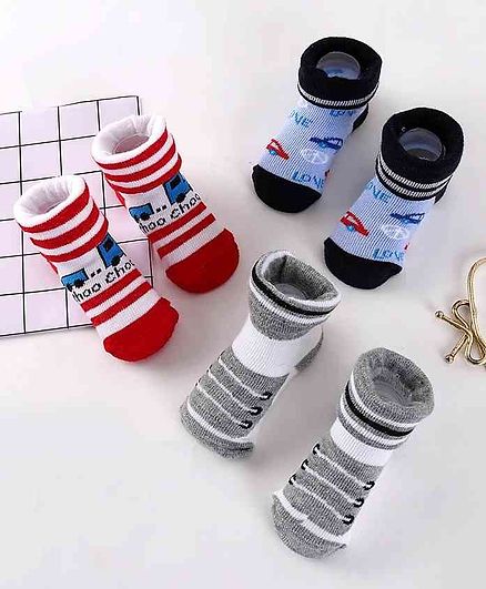 Cute Walk by Babyhug Socks Shoes Pack of 3 - Multicolor