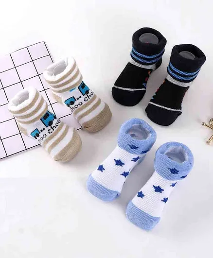 Cute Walk by Babyhug Socks Shoes Pack of 3 - Multicolor