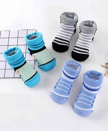 Cute Walk by Babyhug Socks Shoes Pack of 3 - Blue Grey