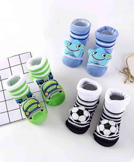 Cute Walk by Babyhug Socks Shoes Pack of 3 - Multicolor