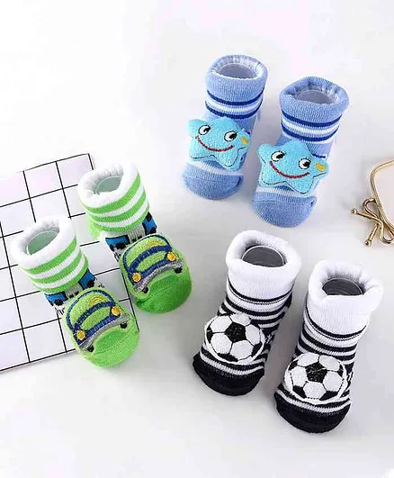 Cute Walk by Babyhug Socks Shoes Pack of 3 - Multicolor