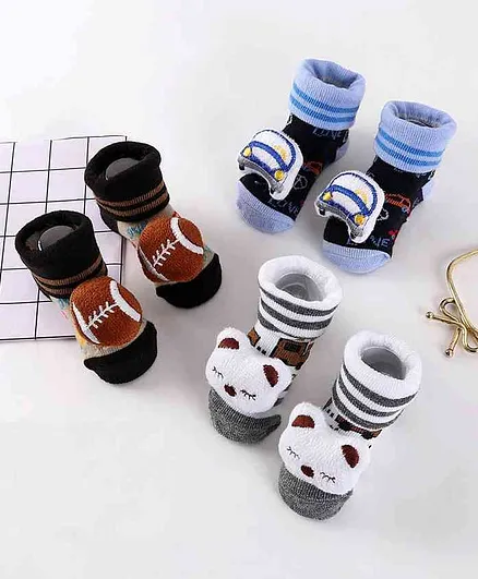 Cute Walk by Babyhug Socks Shoes Pack of 3 - Multicolor