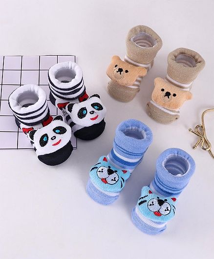 Cute Walk by Babyhug Socks Shoes Pack of 3 - Blue