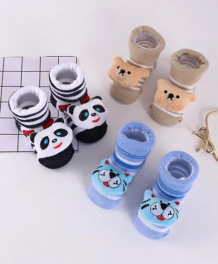 Cute Walk by Babyhug Socks Shoes Pack of 3 - Blue