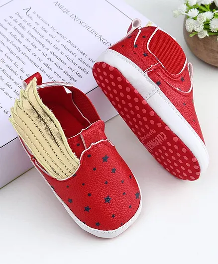 Cute Walk by Babyhug Angel Wing Booties - Red