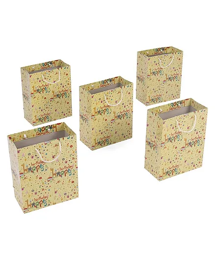 Karmallys Happy Birthday Gift Bags Yellow - Pack of 5
