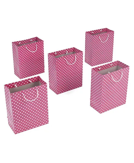 Karmallys Gift Bags Dot Print Pink Big - Pack of 5