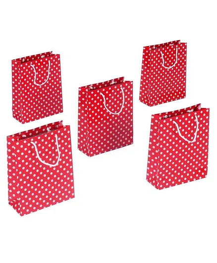 Karmallys Polka Dotted Gift Bags Red - Pack of 5