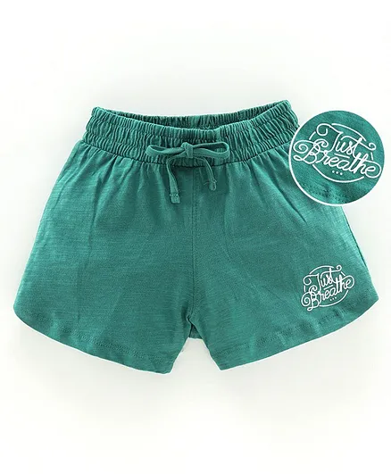 Doreme Cotton Shorts Just Breathe Print - Green