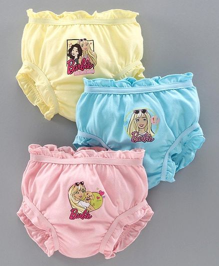Red Rose Bloomers Barbie Print Pack of 3 - Blue Pink Yellow