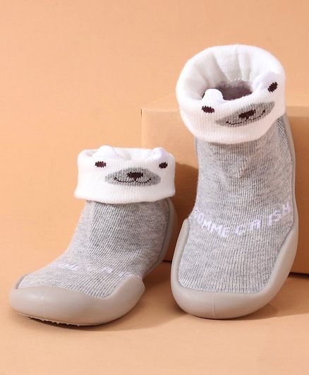Cute Walk by Babyhug Sock Shoes - Grey