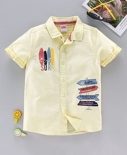 Babyhug Half Sleeves Shirt Surf Print - Off White
