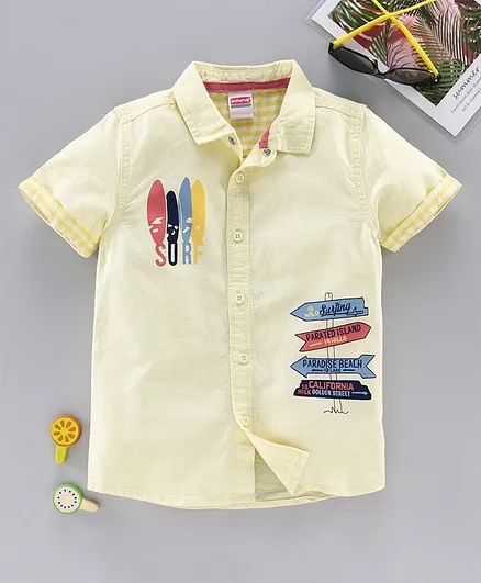 Babyhug Half Sleeves Shirt Surf Print - Off White