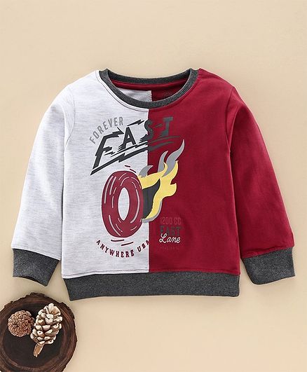 Tambourine Full Sleeves Forever Fast Print Sweatshirt - Maroon