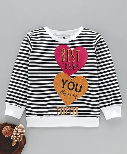 Tambourine Striped Full Sleeves Sweatshirt - Black