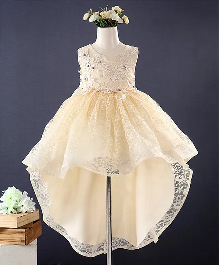 Mark & Mia Sleeveless Lace High Low Party Frock - Cream