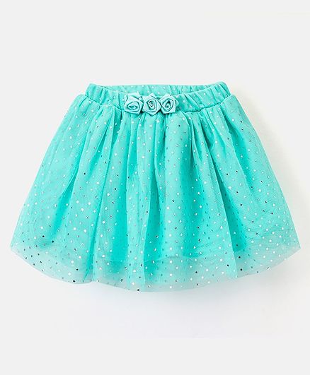 Babyhug Star Foil Printed Skirt - Turquoise