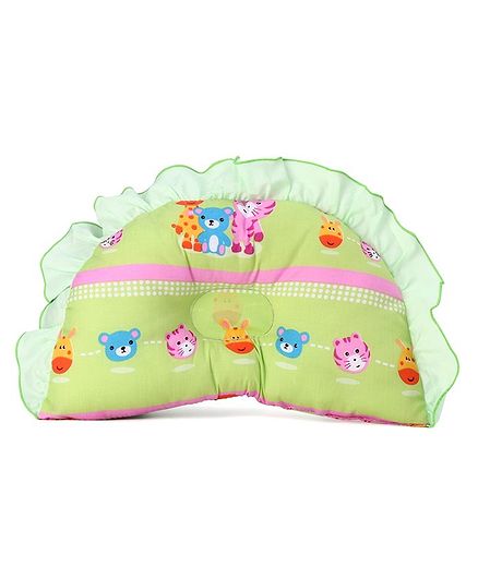 Montaly Frill Border Neck Support Pillow - Green