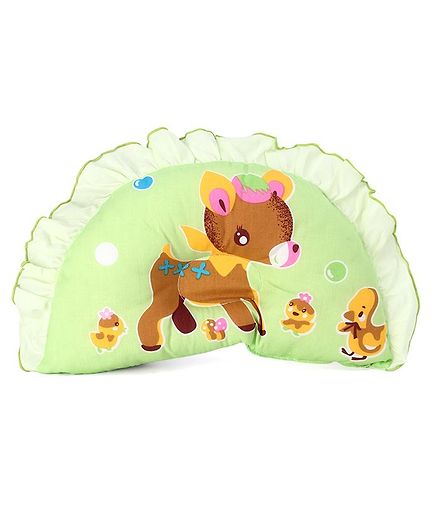 Montaly Frill Border Neck Support Pillow - Green