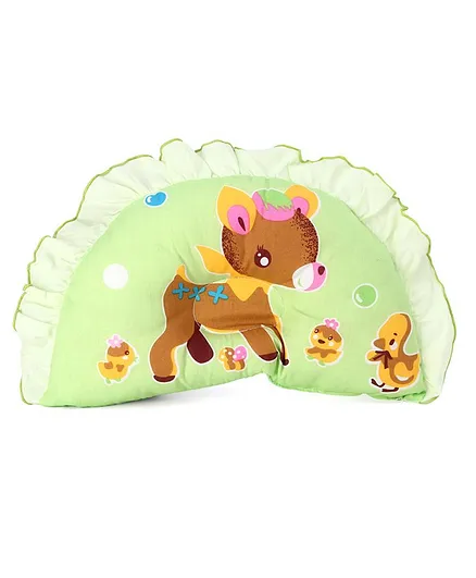 Montaly Frill Border Neck Support Pillow - Green