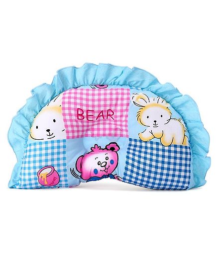 Montaly Frill Border Neck Support Pillow - Blue