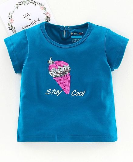 Bumzee Reversible Sequin Ice Cream Short Sleeves Top - Blue