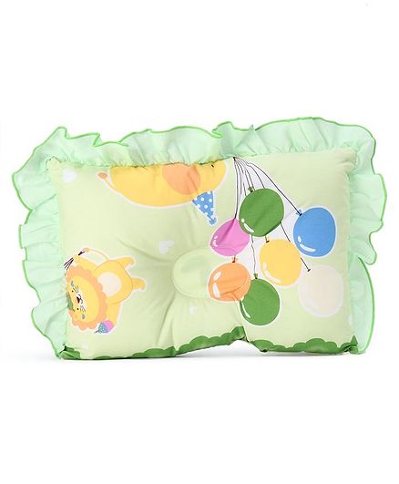 Montaly Frilled Rectangular Baby Pillow Balloon Print - Green