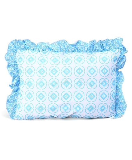 Montaly Rectangular Frilled Baby Pillow Geometric Print - Light Pink