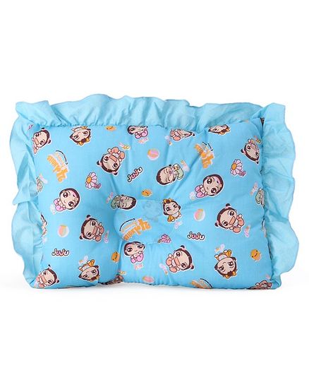 Montaly Rectangular Frilled Baby Pillow - Blue