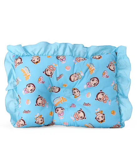 Montaly Rectangular Frilled Baby Pillow - Blue