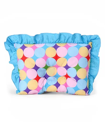 Montaly Rectangular Frilled Baby Pillow Dots Print - Multicolor