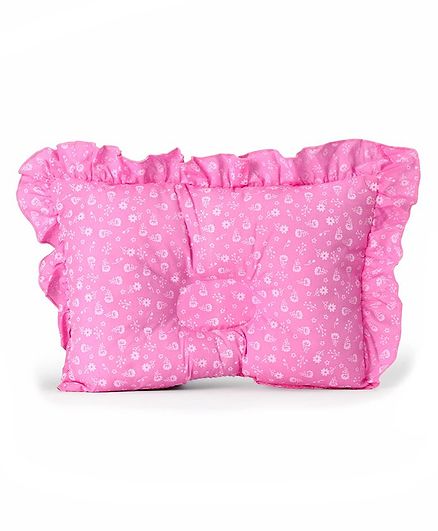 Montaly Rectangular Frilled Baby Pillow - Pink