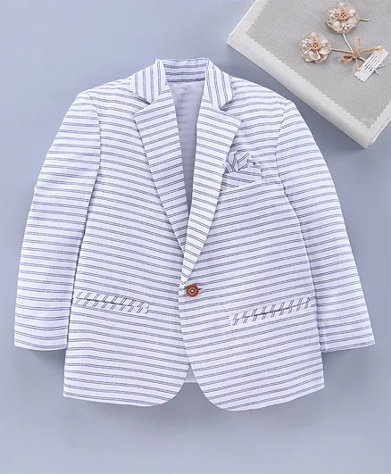 Rikidoos Full Sleeves Striped Blazer - White