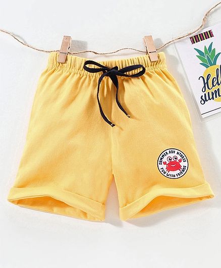 Babyhug Shorts With Drawstring - Yellow