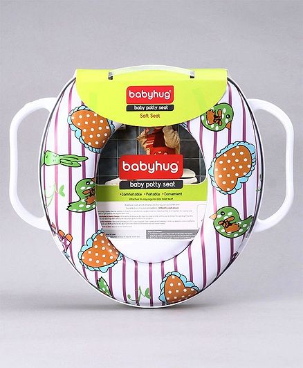 Babyhug Soft Potty Seat With Handle Bird Print - White