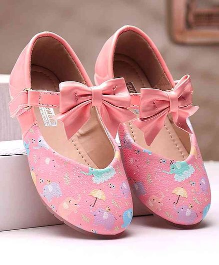 Cute Walk by Babyhug Belly Shoes Bow Applique - Pink